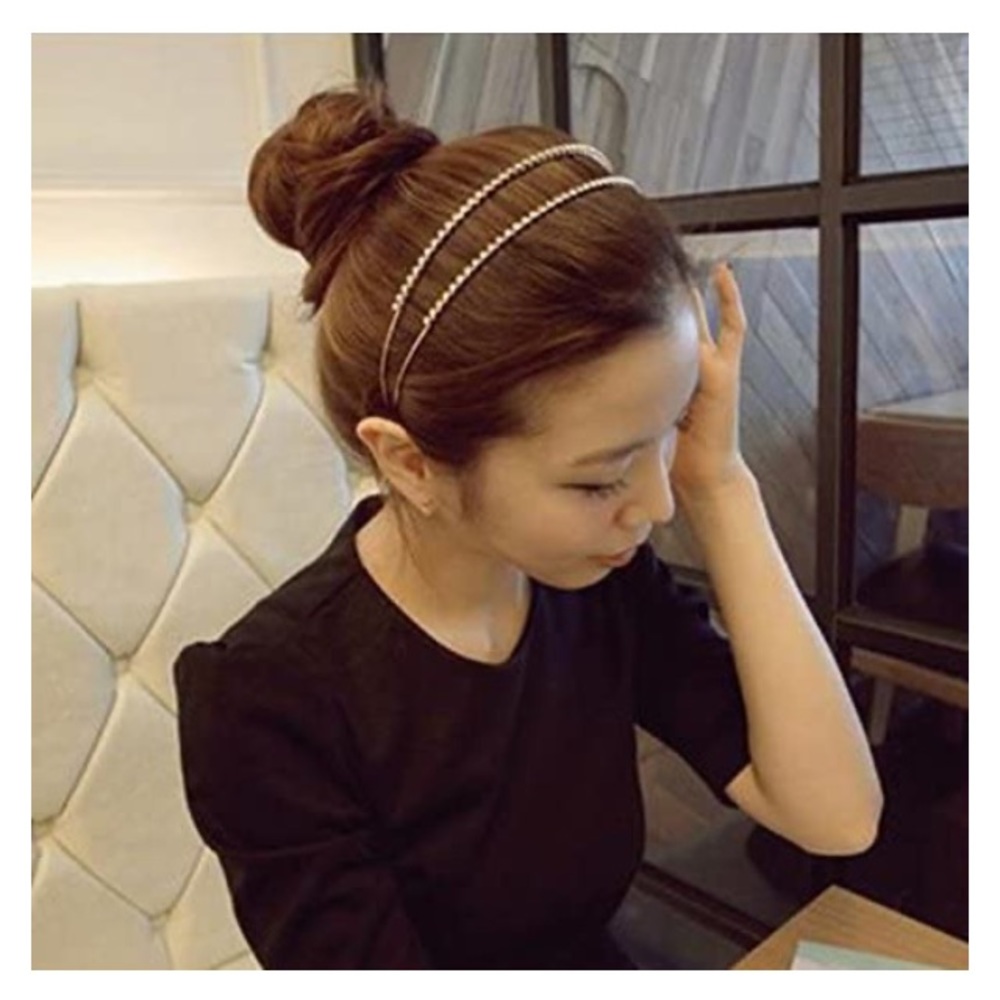 Silver Double Row Crystal/Rhinestones Headband Wedding Party Hair